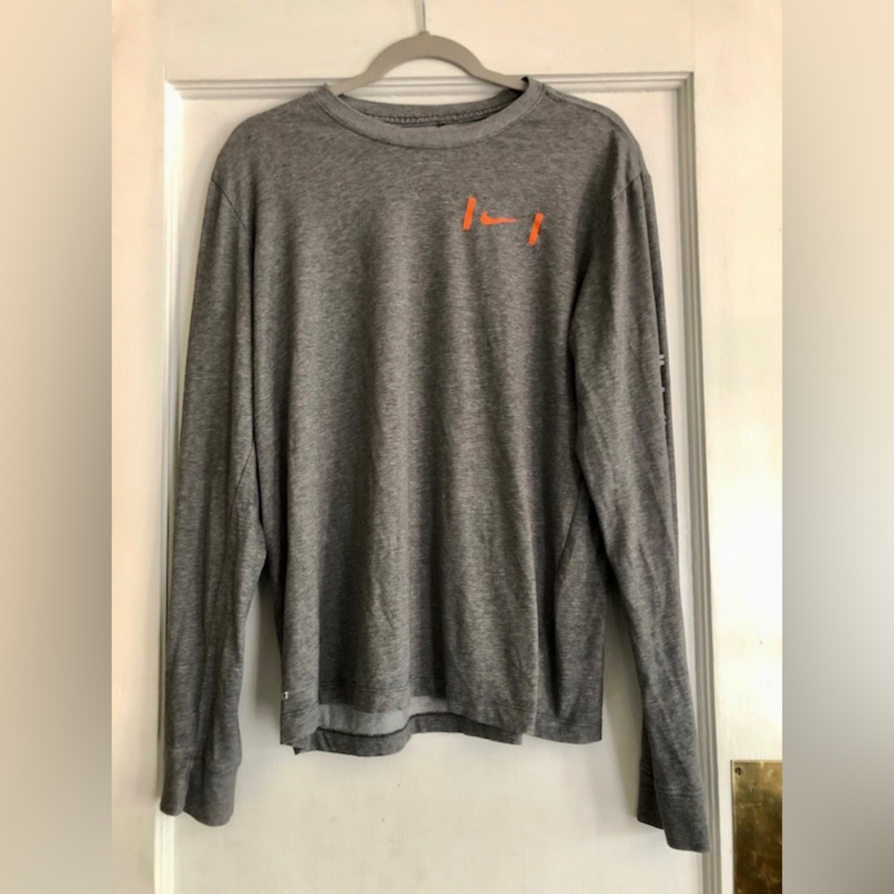 Nike Dri Fit Nike Long Sleeves Tee Adult Med Football Gray Swoosh*
